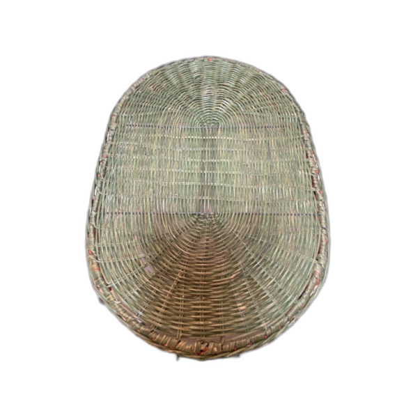 Oval Basket Woven Rattan Wicker Tiki Serving Tray Colorful, Beads 14" x 18" New - Picture 5 of 6